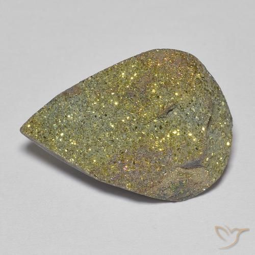 10.42ct طبيعي متعدد الألوان قوس قزح بيريت, شكل الكمثرى, غير شفاف