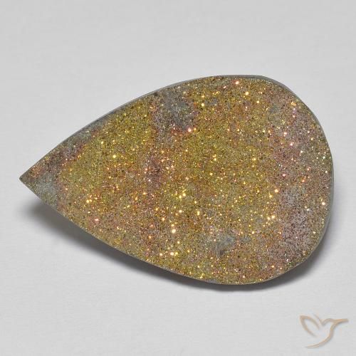 13.57ct طبيعي متعدد الألوان قوس قزح بيريت, شكل الكمثرى, غير شفاف