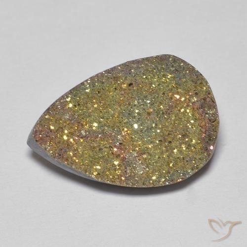 8.05ct طبيعي متعدد الألوان قوس قزح بيريت, شكل الكمثرى, غير شفاف