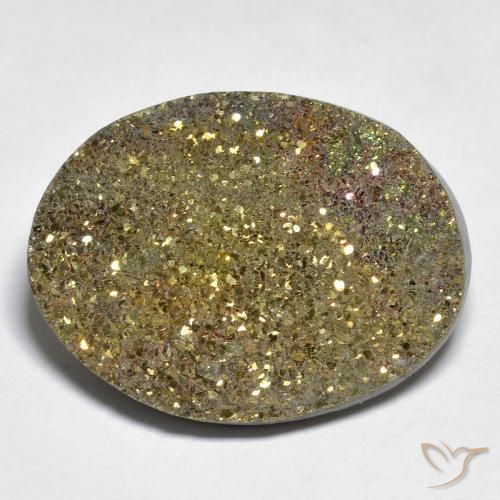 19.53ct طبيعي متعدد الألوان قوس قزح بيريت, بيضوي, غير شفاف