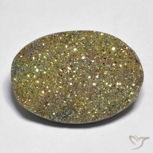 18.36ct طبيعي متعدد الألوان قوس قزح بيريت, بيضوي, غير شفاف