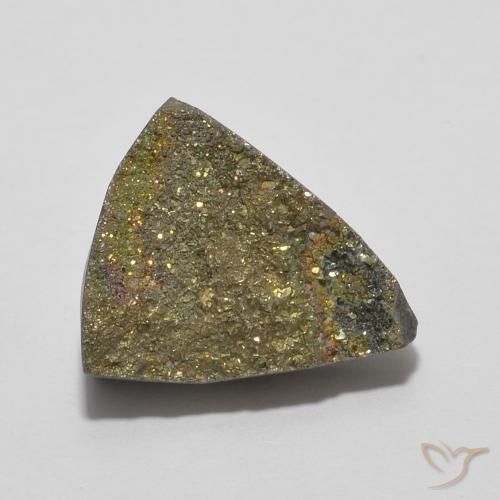 4.89ct طبيعي متعدد الألوان قوس قزح بيريت, مثلثى, غير شفاف