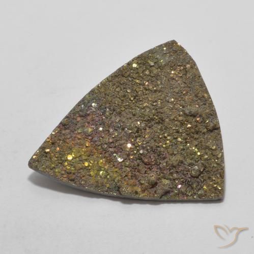 7.81ct طبيعي متعدد الألوان قوس قزح بيريت, مثلثى, غير شفاف