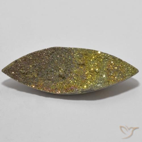 6.89ct طبيعي متعدد الألوان قوس قزح بيريت, ماركيز, غير شفاف