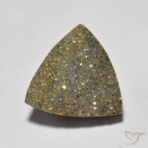 6.36ct طبيعي متعدد الألوان قوس قزح بيريت, مثلثى, غير شفاف