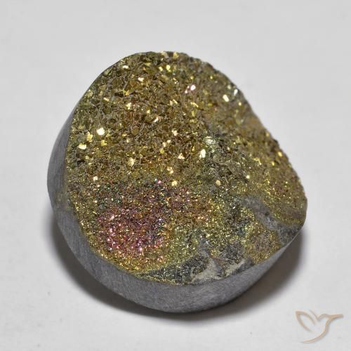 13.50ct طبيعي متعدد الألوان قوس قزح بيريت, دائري, غير شفاف