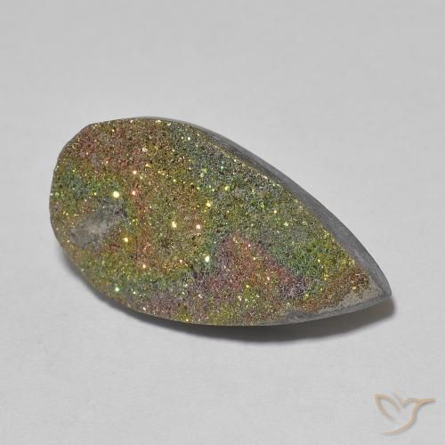 8.03ct طبيعي متعدد الألوان قوس قزح بيريت, شكل الكمثرى, غير شفاف