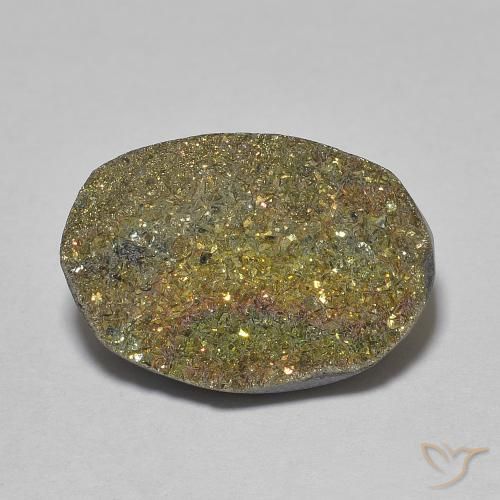 7.46ct طبيعي متعدد الألوان قوس قزح بيريت, بيضوي, غير شفاف