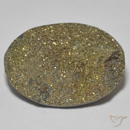 18.68ct طبيعي متعدد الألوان قوس قزح بيريت, بيضوي, غير شفاف