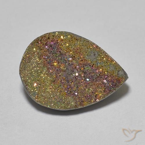 6.65ct طبيعي متعدد الألوان قوس قزح بيريت, شكل الكمثرى, غير شفاف