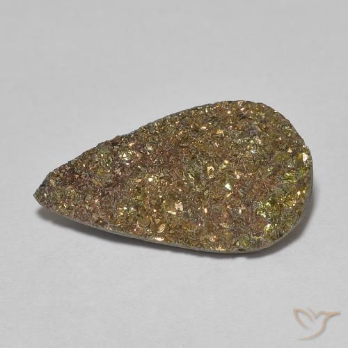 5.38ct طبيعي متعدد الألوان قوس قزح بيريت, شكل الكمثرى, غير شفاف