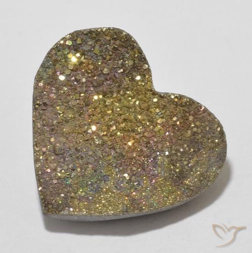 7.36ct طبيعي متعدد الألوان قوس قزح بيريت, قلب, غير شفاف