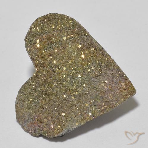 13.67ct طبيعي متعدد الألوان قوس قزح بيريت, قلب, غير شفاف