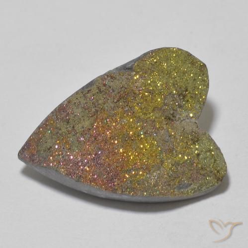 12.80ct طبيعي متعدد الألوان قوس قزح بيريت, قلب, غير شفاف