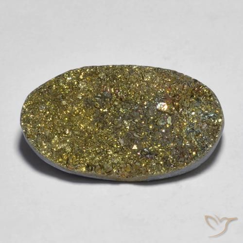 12.47ct طبيعي متعدد الألوان قوس قزح بيريت, بيضوي, غير شفاف