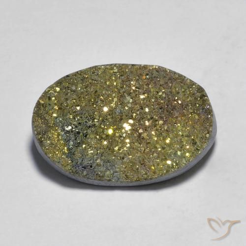 11.75ct طبيعي متعدد الألوان قوس قزح بيريت, بيضوي, غير شفاف