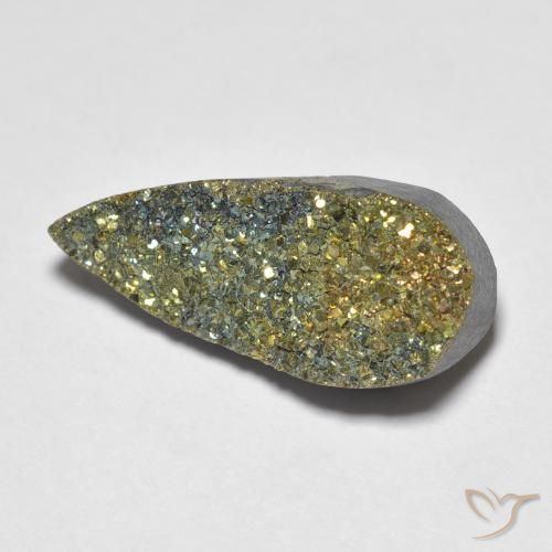 6.64ct طبيعي متعدد الألوان قوس قزح بيريت, شكل الكمثرى, غير شفاف