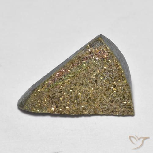 6.37ct طبيعي متعدد الألوان قوس قزح بيريت, مثلثى, غير شفاف