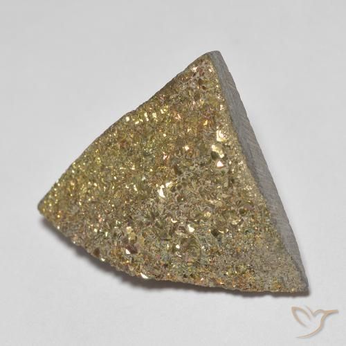 11.12ct طبيعي متعدد الألوان قوس قزح بيريت, مثلثى, غير شفاف