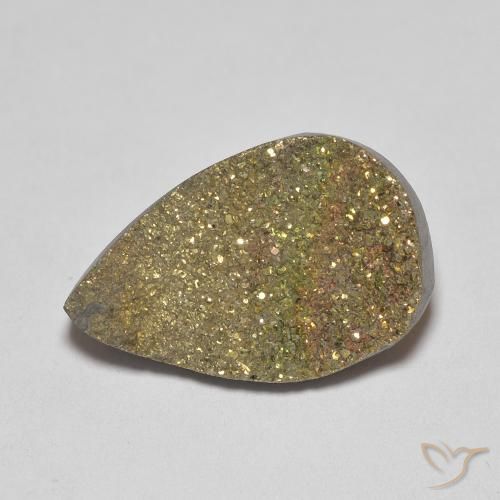4.74ct طبيعي متعدد الألوان قوس قزح بيريت, شكل الكمثرى, غير شفاف