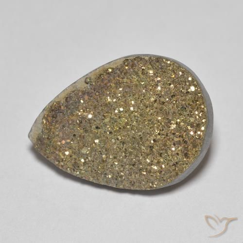 6.60ct طبيعي متعدد الألوان قوس قزح بيريت, شكل الكمثرى, غير شفاف