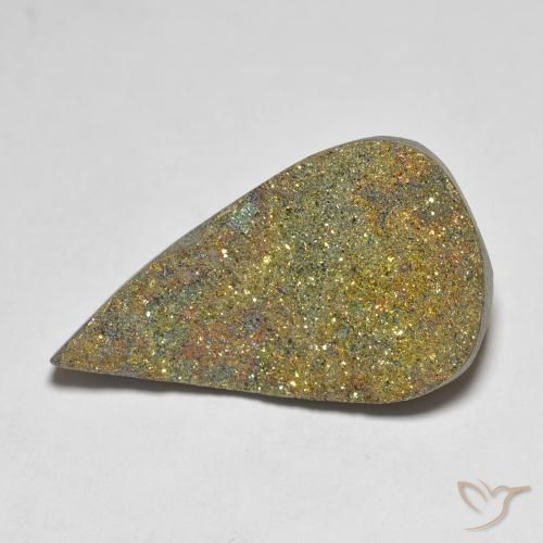 12.62ct طبيعي متعدد الألوان قوس قزح بيريت, شكل الكمثرى, غير شفاف