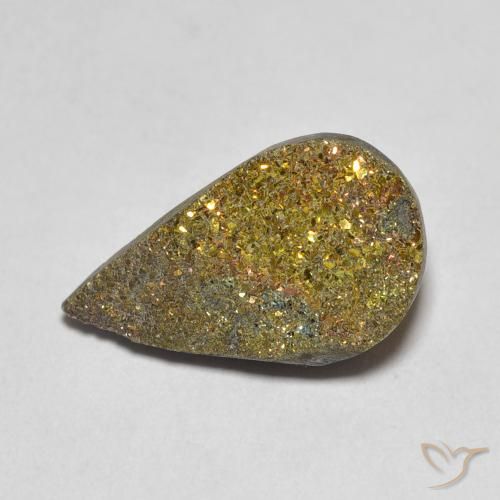 4.42ct طبيعي متعدد الألوان قوس قزح بيريت, شكل الكمثرى, غير شفاف