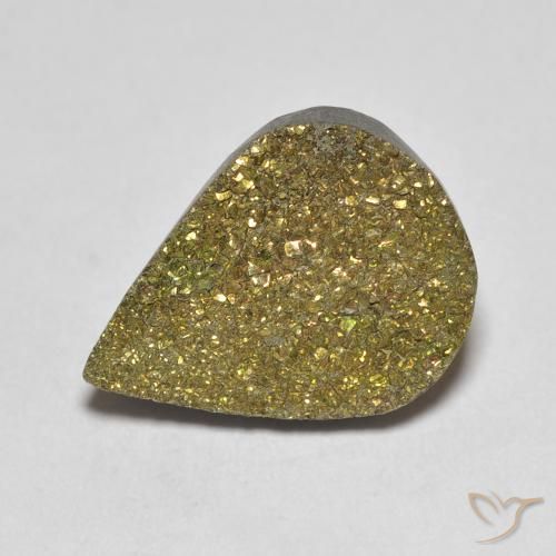 5.42ct طبيعي متعدد الألوان قوس قزح بيريت, شكل الكمثرى, غير شفاف