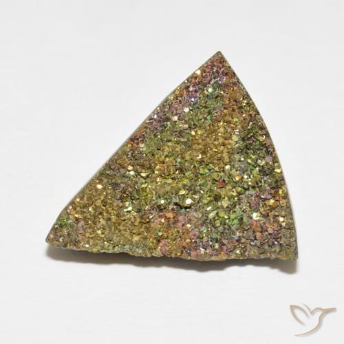 7.72ct طبيعي متعدد الألوان قوس قزح بيريت, مثلثى, غير شفاف