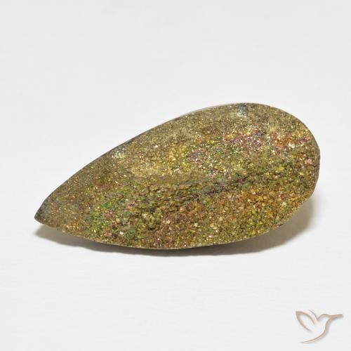 13.42ct طبيعي متعدد الألوان قوس قزح بيريت, شكل الكمثرى, غير شفاف