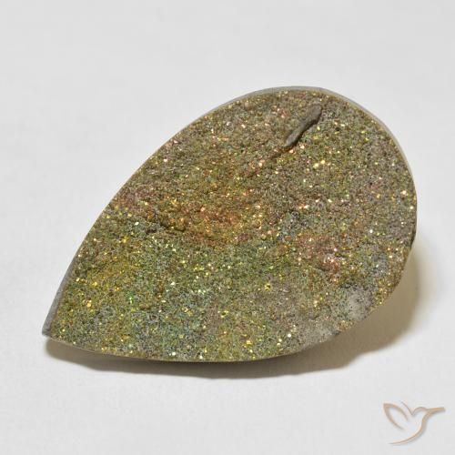 22.03ct طبيعي متعدد الألوان قوس قزح بيريت, شكل الكمثرى, غير شفاف