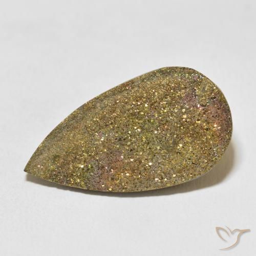 17.24ct طبيعي متعدد الألوان قوس قزح بيريت, شكل الكمثرى, غير شفاف