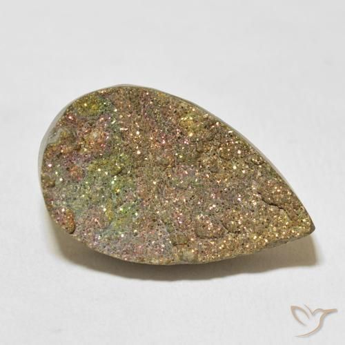17.21ct طبيعي متعدد الألوان قوس قزح بيريت, شكل الكمثرى, غير شفاف