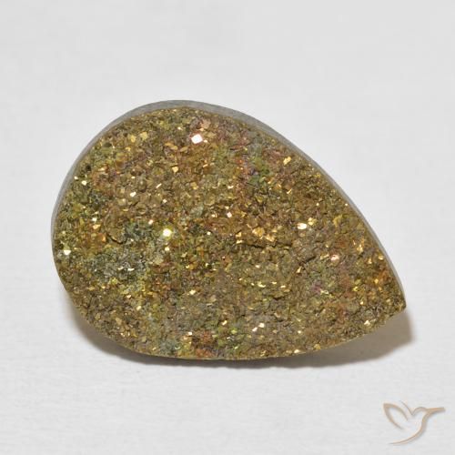 8.15ct طبيعي متعدد الألوان قوس قزح بيريت, شكل الكمثرى, غير شفاف