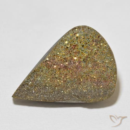 20.03ct طبيعي متعدد الألوان قوس قزح بيريت, شكل الكمثرى, غير شفاف