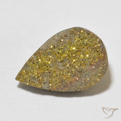 6.87ct طبيعي متعدد الألوان قوس قزح بيريت, شكل الكمثرى, غير شفاف