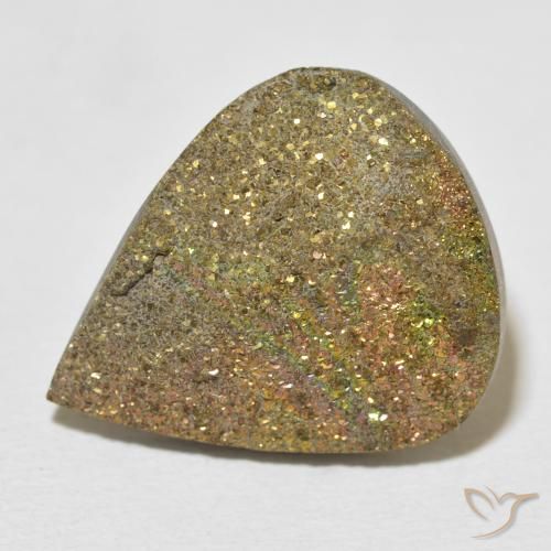 18.47ct طبيعي متعدد الألوان قوس قزح بيريت, شكل الكمثرى, غير شفاف
