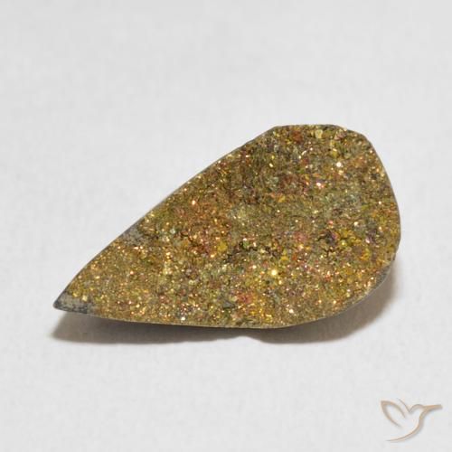 4.89ct طبيعي متعدد الألوان قوس قزح بيريت, شكل الكمثرى, غير شفاف