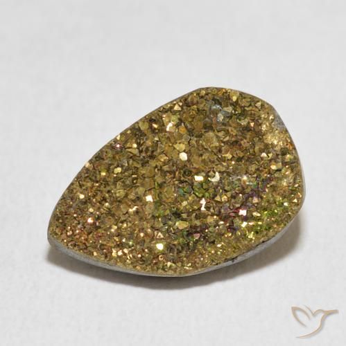 5.82ct طبيعي متعدد الألوان قوس قزح بيريت, شكل الكمثرى, غير شفاف