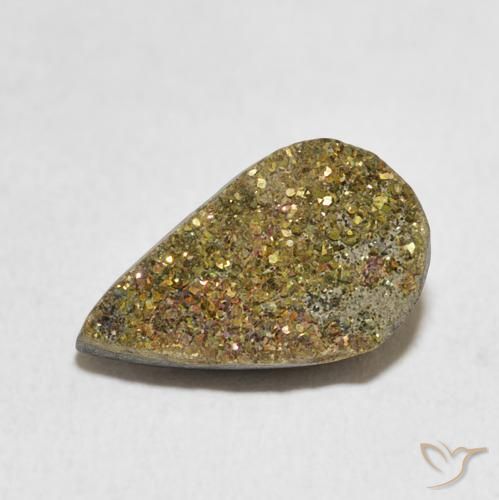 4.66ct طبيعي متعدد الألوان قوس قزح بيريت, شكل الكمثرى, غير شفاف