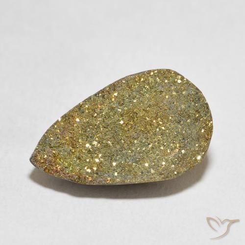 9.12ct طبيعي متعدد الألوان قوس قزح بيريت, شكل الكمثرى, غير شفاف
