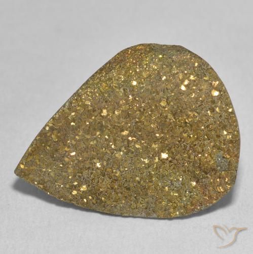 13.48ct طبيعي متعدد الألوان قوس قزح بيريت, شكل الكمثرى, غير شفاف