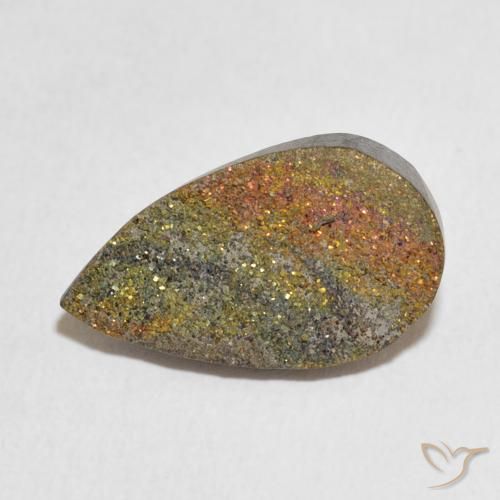 6.04ct طبيعي متعدد الألوان قوس قزح بيريت, شكل الكمثرى, غير شفاف