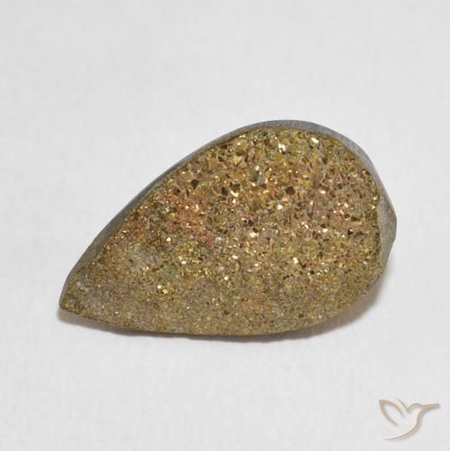 4.75ct طبيعي متعدد الألوان قوس قزح بيريت, شكل الكمثرى, غير شفاف, Photo A