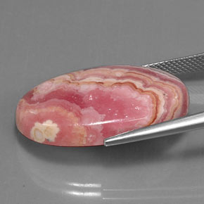 رودوكروسيت متعدد الألوان طبيعي، قصة بيضاوى، 29.58 قيراط، غير شفاف