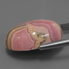 رودوكروسيت متعدد الألوان طبيعي، قصة بيضاوى، 34.09 قيراط، غير شفاف