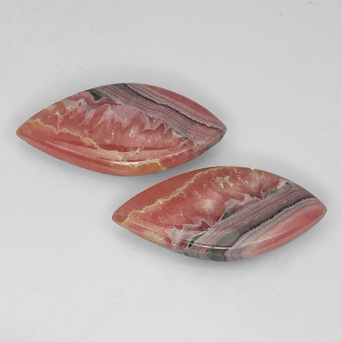 أحجار رودوكروسيت متعدد الألوان طبيعية، ماركيز، نصف شفاف، وزنها 25.42 قيراط