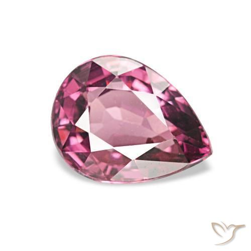 عقيق رودوليت أرجوانى متوسط طبيعي، شكل الكمثرى، 1.10 قيراط، VVS