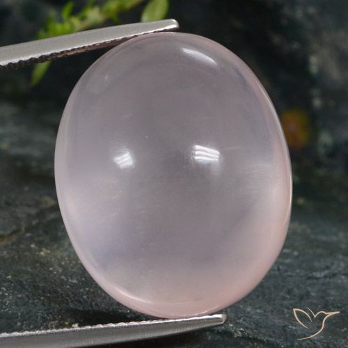 36.82ct طبيعي وردي فاتح كوارتز زهرى, بيضوي, شفاف