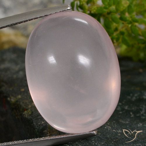 24.31ct طبيعي وردى زهرى فاتح كوارتز زهرى, بيضوي, نصف شفاف